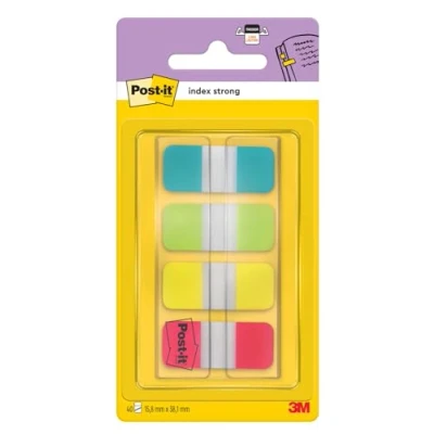 Afbeelding van Post it index Strong, ft 15,8 x 38,1 mm, blister met 4 kleuren, 10 tabs per kleur