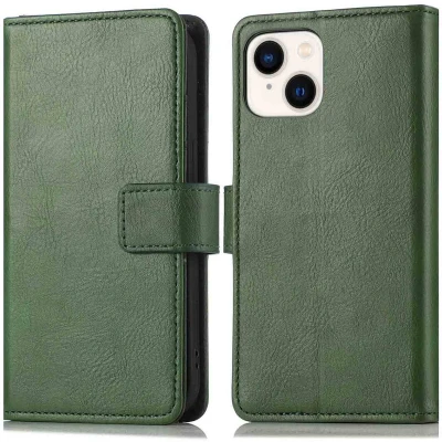 Afbeelding van iMoshion Hoesje Geschikt voor iPhone 14 Met Pasjeshouder Luxe Bookcase Groen