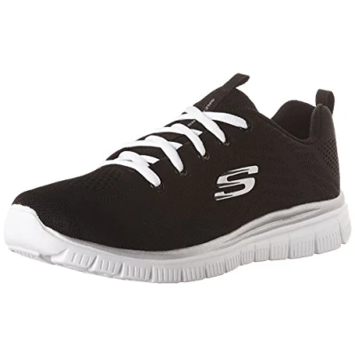Image de Skechers Femme Baskets Graceful Get Connected, Noir Mesh Blanc Trim, 38 EU