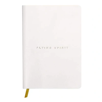 Image de Carnet brochure cousue Clairefontaine Flying Spirit en cuir lisse A5 180 pages Blanc