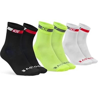 Afbeelding van GripGrab Tricolore Regular Cut 3PACK Zomer Fietssokken Coolmax Wielersport Sokken Zwart/Wit/Geel Hi Vis Unisex Maat S (38 41)