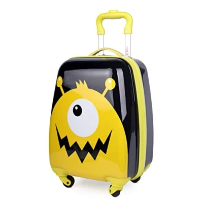 Afbeelding van HAUPTSTADTKOFFER Koffers voor kinderen, harde handbagage, trolley schaal ABS/PC,, Zwart/geel monster, Bagage kinderen