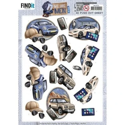Afbeelding van 3D Push Out Amy Design We Are Men Cars