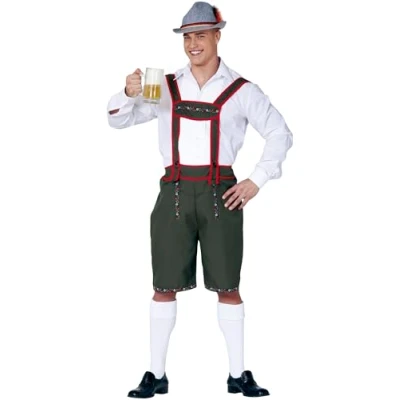 Afbeelding van Fiestas Guirca Lederhose Tyrolean Zwart/ Rood maat L (52 54)