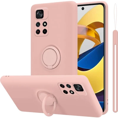 Afbeelding van Cadorabo Hoesje geschikt voor Xiaomi POCO M4 PRO 5G in LIQUID ROZE Beschermhoes van flexibel TPU silicone Case Cover met ring