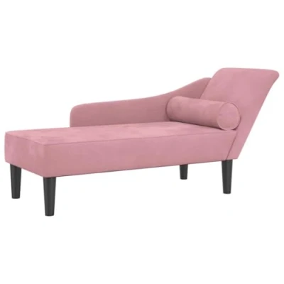 Afbeelding van vidaXL Chaise longue met kussens fluweel roze