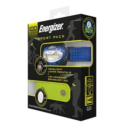 Afbeelding van Energizer Sport led hoofdlamp + 100 lm verstelbare armband (3 AAA batterijen inbegrepen)