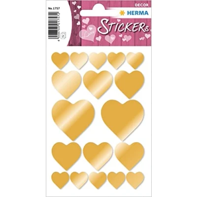 Afbeelding van HERMA 1757 36 stuks gouden hartstickers (36 stickers, papier, mat) permanent zelfklevende motief voor meisjes en jongens