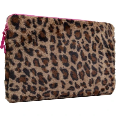 Afbeelding van imoshion Laptop Sleeve Laptophoes geschikt voor 14 inch / 14.2 13.6 13.3 Fluffy Leopard Pink