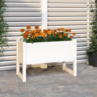 Afbeelding van Plantenbak 78x40x52 cm massief grenenhout wit