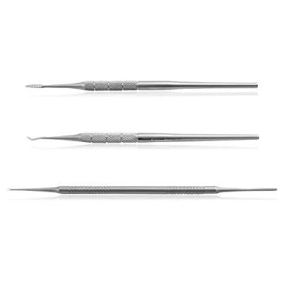 Afbeelding van Blizzard Blacks Files and probe Podiatry Tools Duits gesmeed zwarte vijl lepel en swan nek chiropodist kit