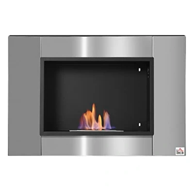 Afbeelding van HOMCOM Bio ethanolhaard, wandinbouw, brander/brander/brander/brander/brander/1,5 l, ca. 3 uur brandduur, 80 x 14 54 cm, afdekking 25 30 m², roestvrij staal