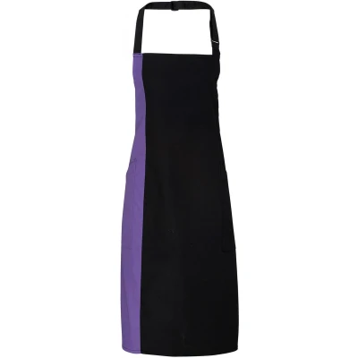 Afbeelding van Premier Contrast Bib Apron PR162 BLACK / PURPLE
