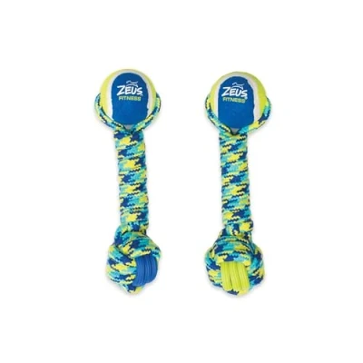 Afbeelding van Zeus fitness touw &amp; tpr tennis halter blauw/geel 26x8x8cm
