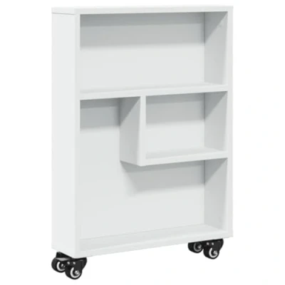 Image de vidaXL Chariot de rangement étroit blanc 48x13x68 cm bois d&#039;ingénierie855223