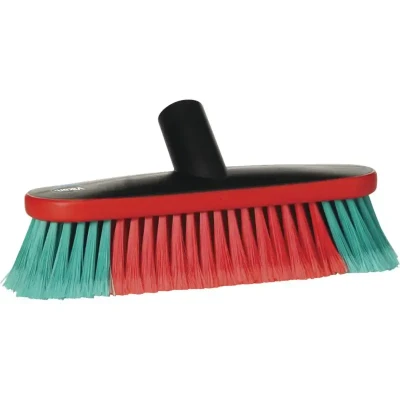 Afbeelding van Vikan Transport Brushes Washing Brush with Water Passage Rubber Bumper Oval Black Soft Fibers 270mm