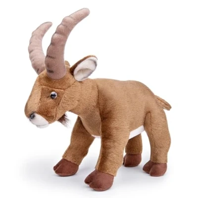 Afbeelding van lilizzhoumax Geit Pluche 29cm/11&quot; Staand Simulatie Zacht Bruin Speelgoed Poppen Wilde Dieren Cadeau voor Kinderen Vrienden