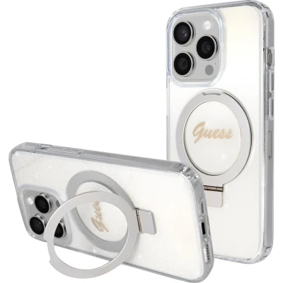 Afbeelding van Guess Ring Glitter Back Case (MagSafe Compatible) Geschikt voor Apple iPhone 15 Pro Max (6.7&quot;) Transparant