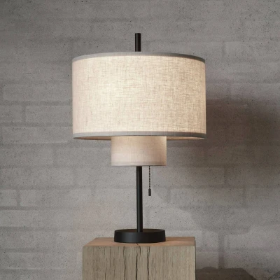 Afbeelding van New Works Margin tafellamp, beige, Ø 36 cm, textiel