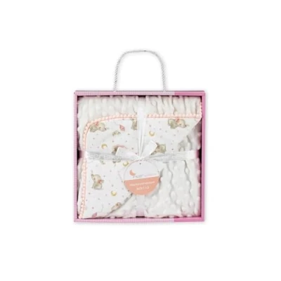Afbeelding van Interbaby Pasgeboren Babydeken van 100% polyester, fluweel, zacht, comfortabel, warm babymaanddeken 80 x 110 cm, uniseks, voor wiegen, kinderwagens, olifant + bubbels