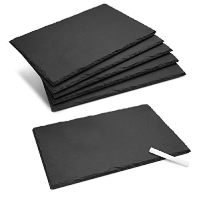 Afbeelding van Navaris serveerplaten van natuurlijk leisteen 30 x 20 cm Anti kraslaag Voor extra bescherming kaasplanken, vleesplanken of tapas 6 stuks