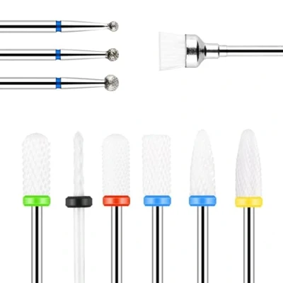 Image de URAQT 10 Pièces Ensemble de Forets à Ongles, 3/32 Ongles en Céramique pour Gel Acrylique Têtes Meulage Cuticules Professionnelles Manucure Pédicure