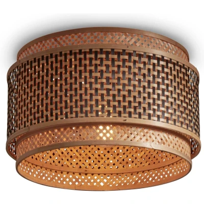 Afbeelding van GOOD&amp;MOJO Plafonniere Bhutan Bamboe/Zwart Ø40cm Bruin