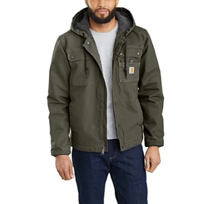 Afbeelding van Carhartt Sherpa Lined werkjas voor heren, casual pasvorm, washed, Groen schuim.