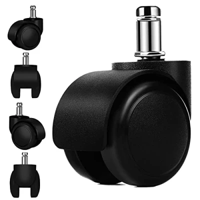 Afbeelding van 5 stuks vervangende wielen voor bureaustoelen, 11 mm/22 mm, harde speelvloeren, draaibaar, vloerbescherming, ideaal parket, laminaat, tegelvloeren en houten vloeren