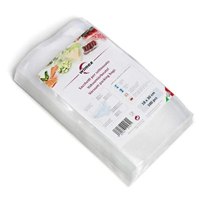 Afbeelding van Wimex Rollen en verpakkingszakken voor vacuümmachine. BPA vrij. Vacuümkoken. Universeel compatibel met alle vacuümmachines (100 zakken 18 x 30 cm)
