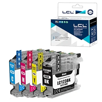 Afbeelding van LCL Inktcartridge compatibel LC121 LC123 LC123BK LC123C LC123M LC123Y (1zwart, 1cyaan, 1magenta, 1geel) vervanging voor Brother MFC J4410DW J4510DW J4610DW J4710DW J470DW