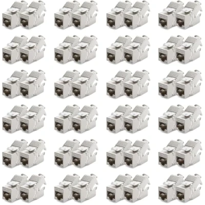 Afbeelding van deleyCON 48x Keystone Module CAT 6a Jack Volledig Afgeschermd STP RJ45 Bus Gereedschapsvrij Dankzij Snap In Montage Ruwe Kabel 500Mhz 10GBit/s