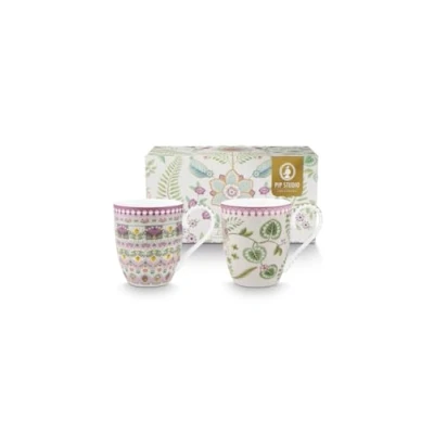 Afbeelding van Pip Studio Lily &amp; Lotus mok set/2 450ml 2 bekers XL 450 ML Lila in giftbox porselein