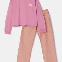 Afbeelding van Woody Meisjes Dames pyjama roze maat 128/8J