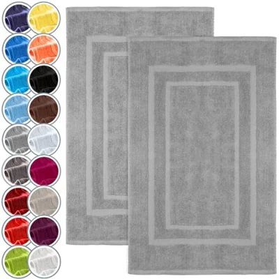 Image de NatureMark Lot de 2 Tapis bain Qualité supérieure 100% coton 50 x 80 cm douche Couleur : gris argenté