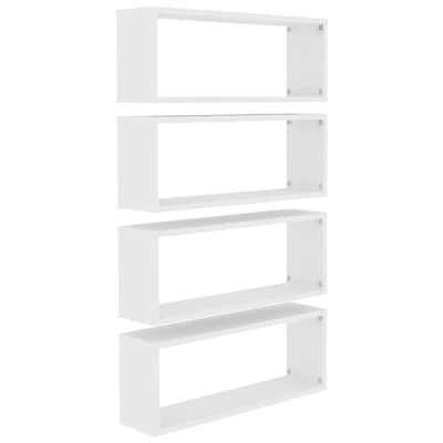 Afbeelding van vidaXL Wandplanken, kubus, 4 stuks, wit, 60 x 15 23 cm, bewerkt hout