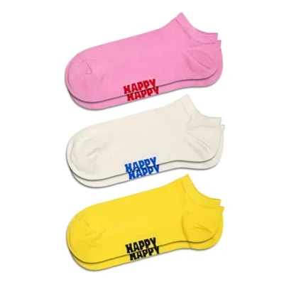 Afbeelding van Happy Socks Unisex 3ER PACK Sokken, Maat: 36 39, Pink weiß gelb