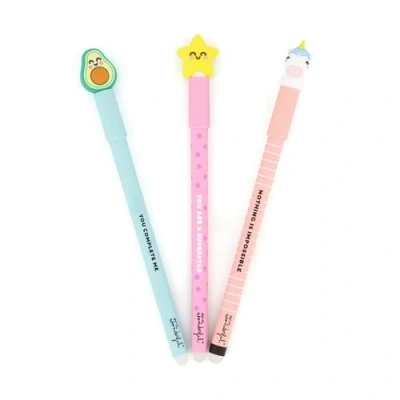 Image de Mr. Wonderful Lot de 3 stylos Bo Unicorn, Avocat, Star Stylo effaçable Rien n&#039;est impossible à encre bleue