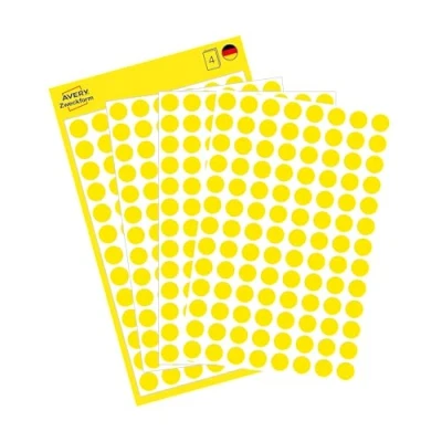 Afbeelding van Avery Ronde etiketten diameter 8 mm, geel, 416 stuks etiket