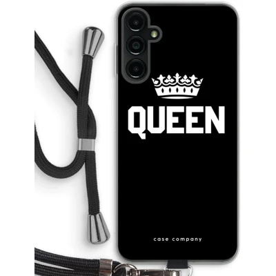 Afbeelding van Case Company® hoesje met Koord geschikt voor Samsung Galaxy A14 Queen Zwart Telefoonhoesje Bescherming aan alle Kanten en Over de Schermrand