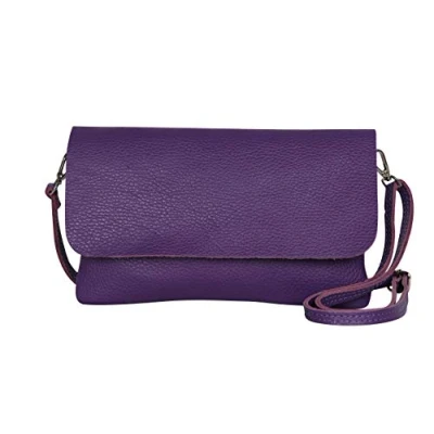 Afbeelding van AmbraModa GLX11 Schoudertas voor dames, clutch, echt lederen telefoontas met afneembare en verstelbare schouderriem, geschikt mobiele telefoons tablets tot 7 inch., Netgordijn