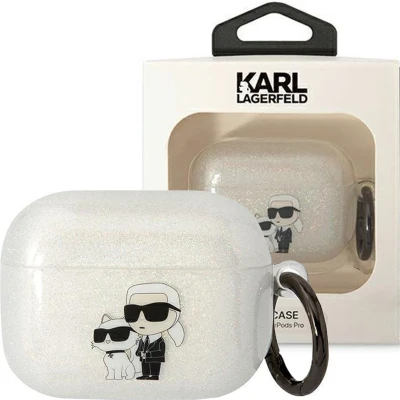 Afbeelding van Karl Lagerfeld KLAPHNKCTGT hoesje voor AirPods Pro transparant Glitter Karl&amp;Choupette