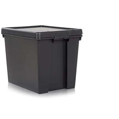 Afbeelding van Wham Set van 4 Bam Heavy Duty recyclingdozen 24 liter met deksel 38,5 x 29 31,5 cm zwart