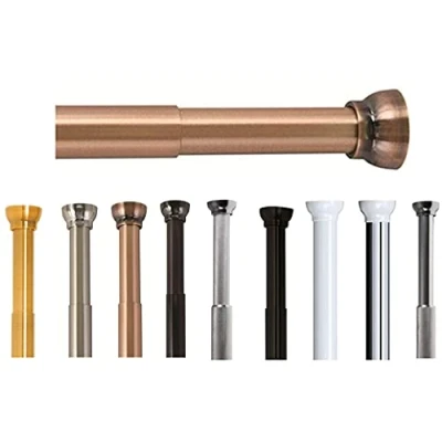 Afbeelding van Spirella Douchegordijn ophangen stang uitschuifbaar van 75 naar 125 cm koper aluminium klik en klem systeem