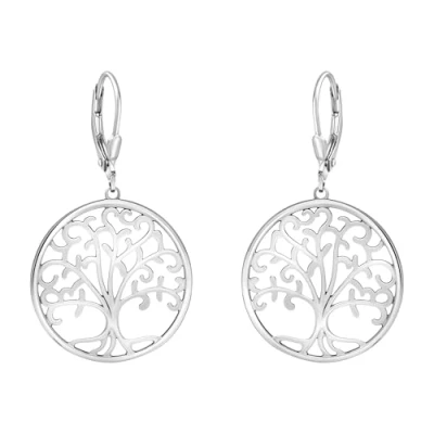 Afbeelding van SOFIA MILANI Damesoorbellen van 925 sterling zilver Dangle oorbellen met motief in de vorm levensboom 20788, Metaal, Geen edelsteen