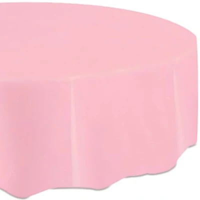 Afbeelding van Tafelkleed Rond Lichtroze plastic 213cm