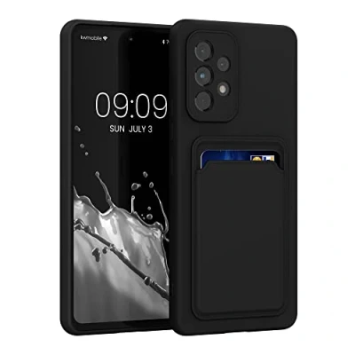 Afbeelding van kwmobile telefoonhoesje geschikt voor Samsung Galaxy A53 5G Hoesje met pasjeshouder TPU case in zwart