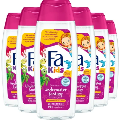 Afbeelding van Fa Kids Mermaid Douche &amp; Shampoo Douchegel Voordeelverpakking 6 x 250 ml