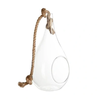 Afbeelding van Atmosphera druppelvaas glas en touw transparant H 25 cm