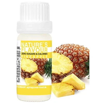 Image de ALPHAPOWER FOOD Arôme alimentaire naturel ananas I liquide gouttes aromatisantes et édulcorant sans sucre, 1x10ml goût délicieux, vegan liquid sweetener Flavour Drops, Flavdrops